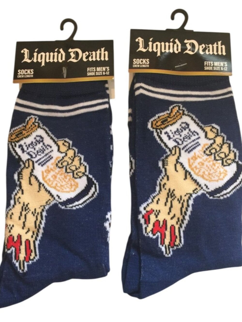 LIQUID DEATH Men's Crew Socks Size 6-12 Set of 2